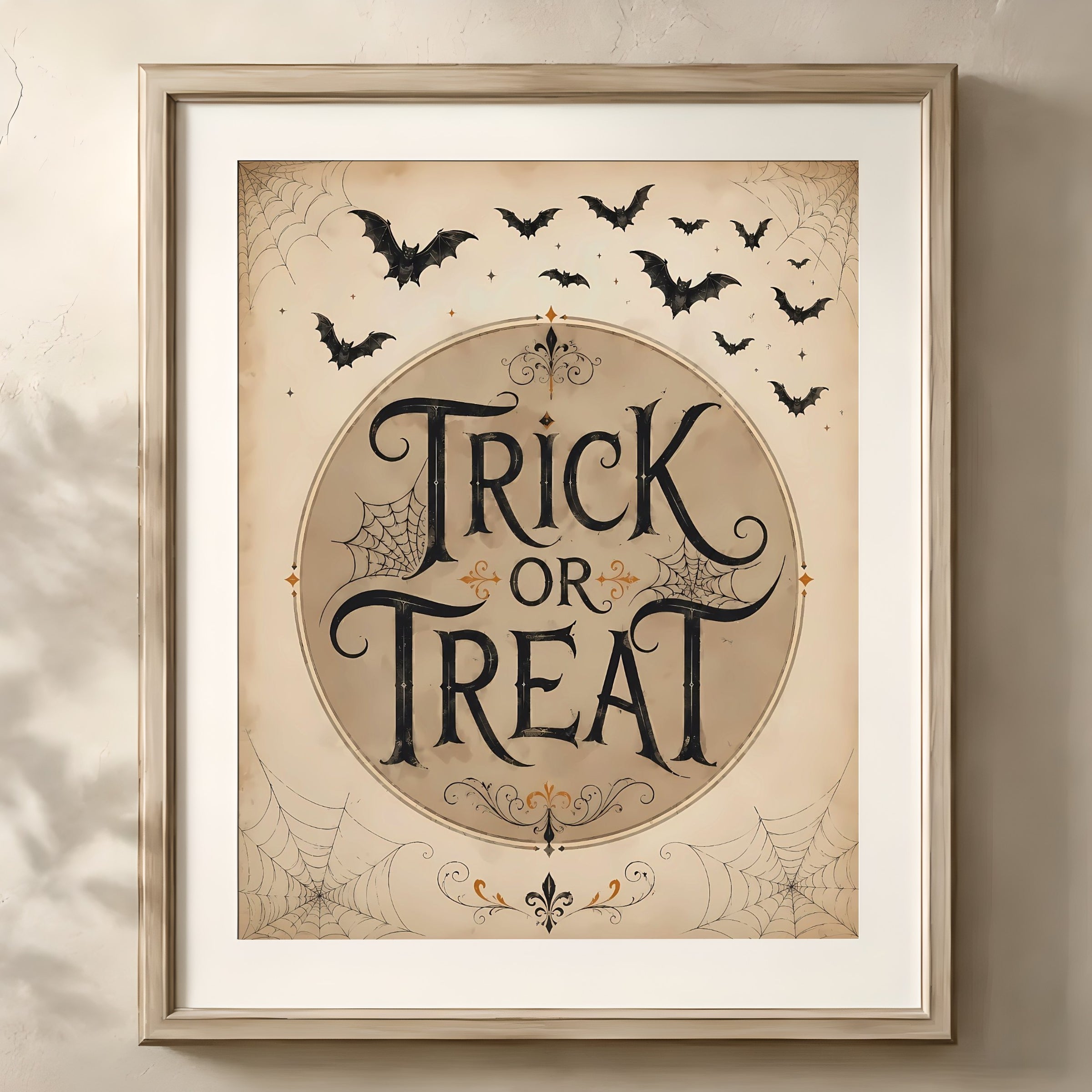 Charming Trick or Treat Artwork | Halloween Wall Art Print | Seasonal Refresh