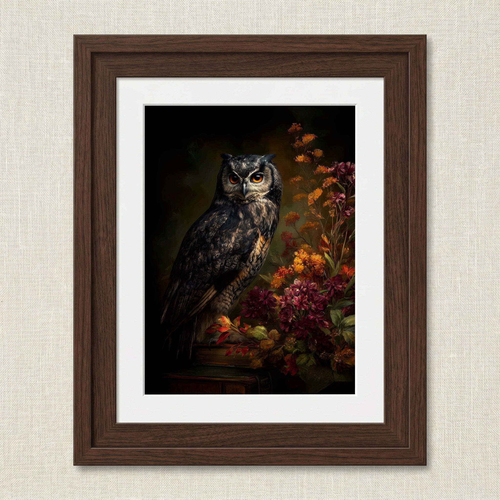 Majestic Owl With Autumn Foliage Print