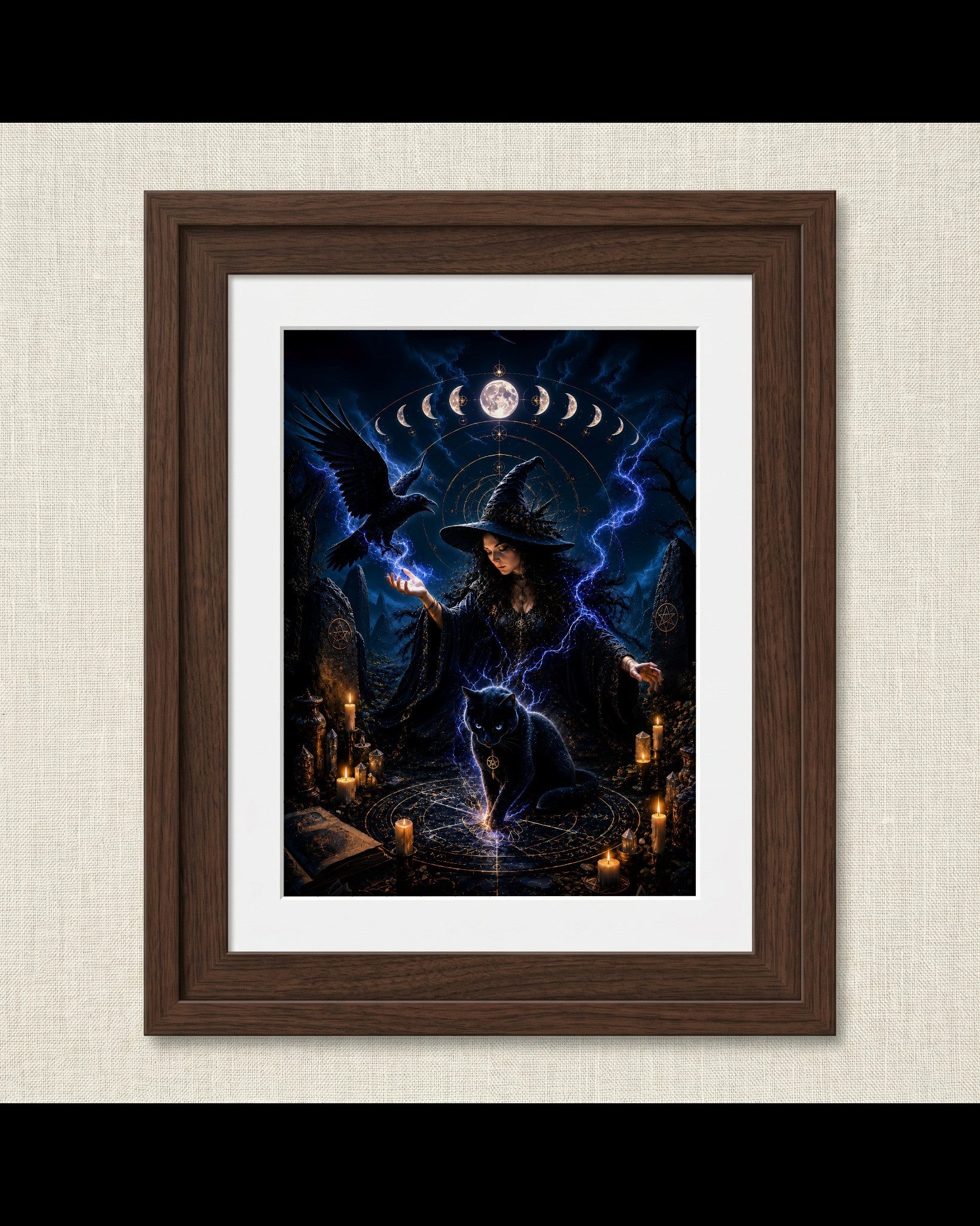 Mystical Witch Casting Spells Illustration | Halloween Wall Art Print | Seasonal Refresh