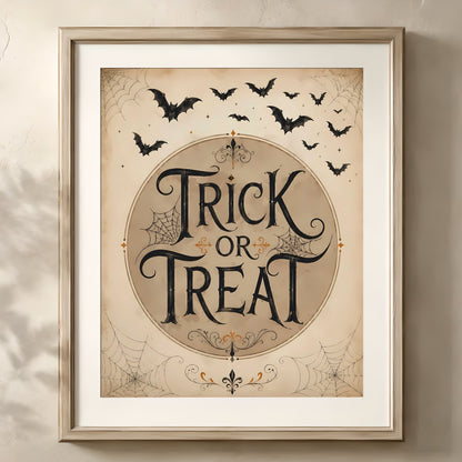 Charming Trick or Treat Artwork | Halloween Wall Art Print | Seasonal Refresh