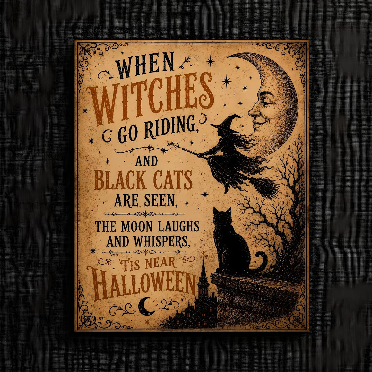 Charming Witches and Black Cats Print