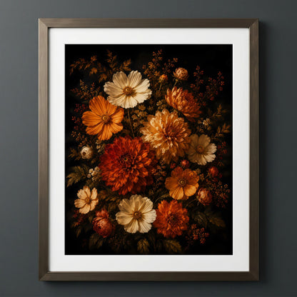 Cozy Blossom Bouquet Artwork | Autumn Wall Art Print | Seasonal Refresh