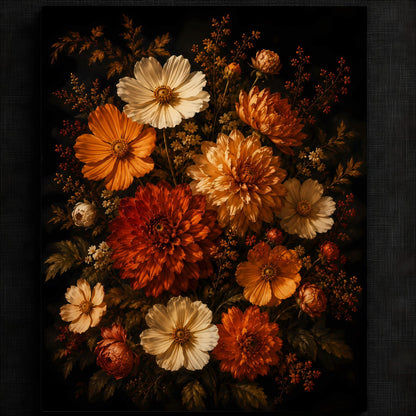 Cozy Blossom Bouquet Artwork | Autumn Wall Art Print | Seasonal Refresh