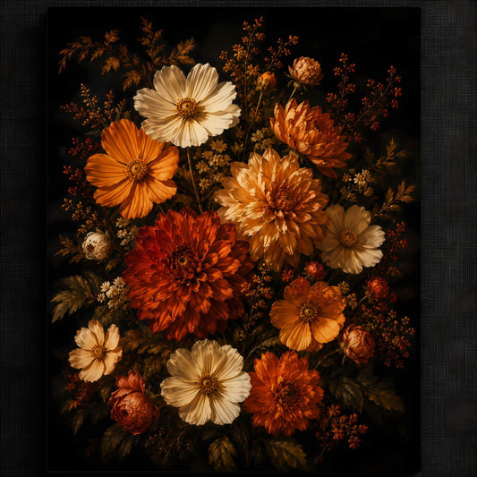 Cozy Blossom Bouquet Artwork | Autumn Wall Art Print | Seasonal Refresh