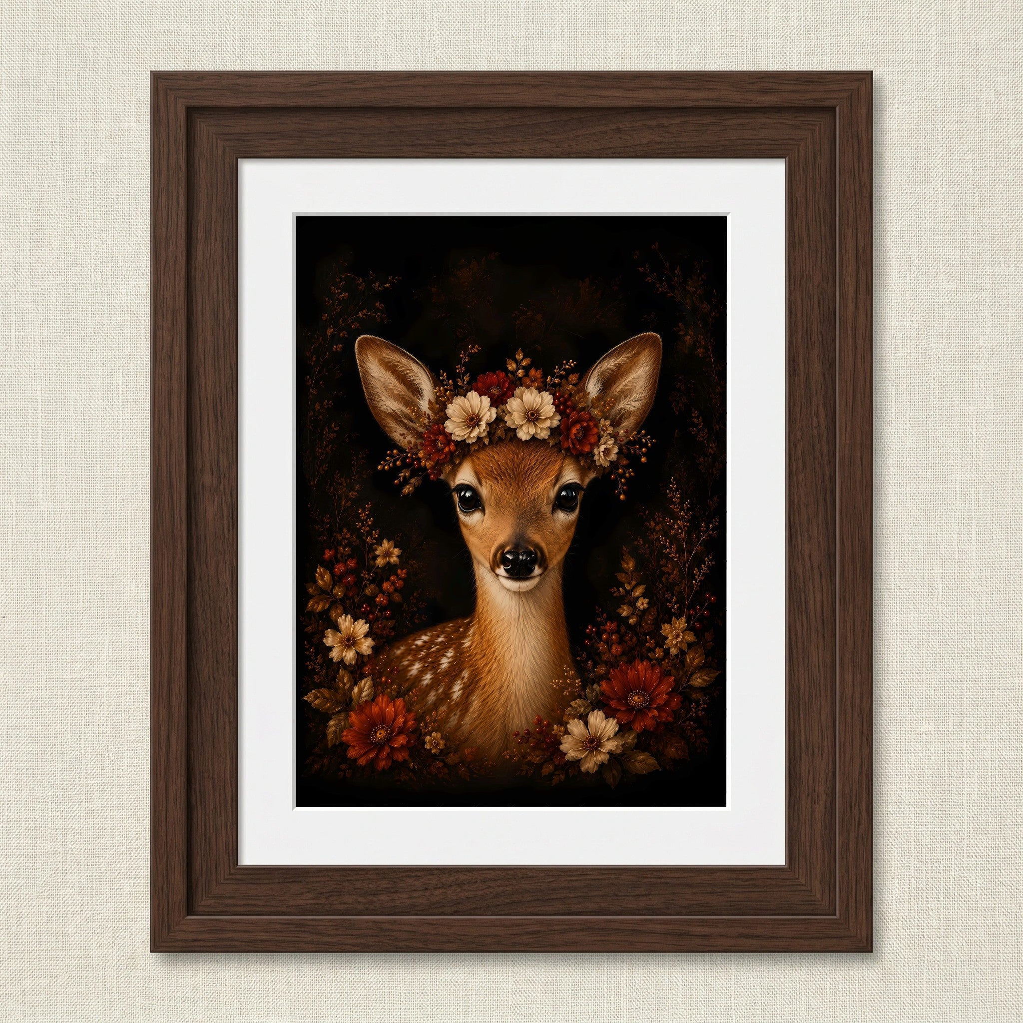 Delightful Fawn with Seasonal Flower Crown | Autumn Wall Art Print | Seasonal Refresh