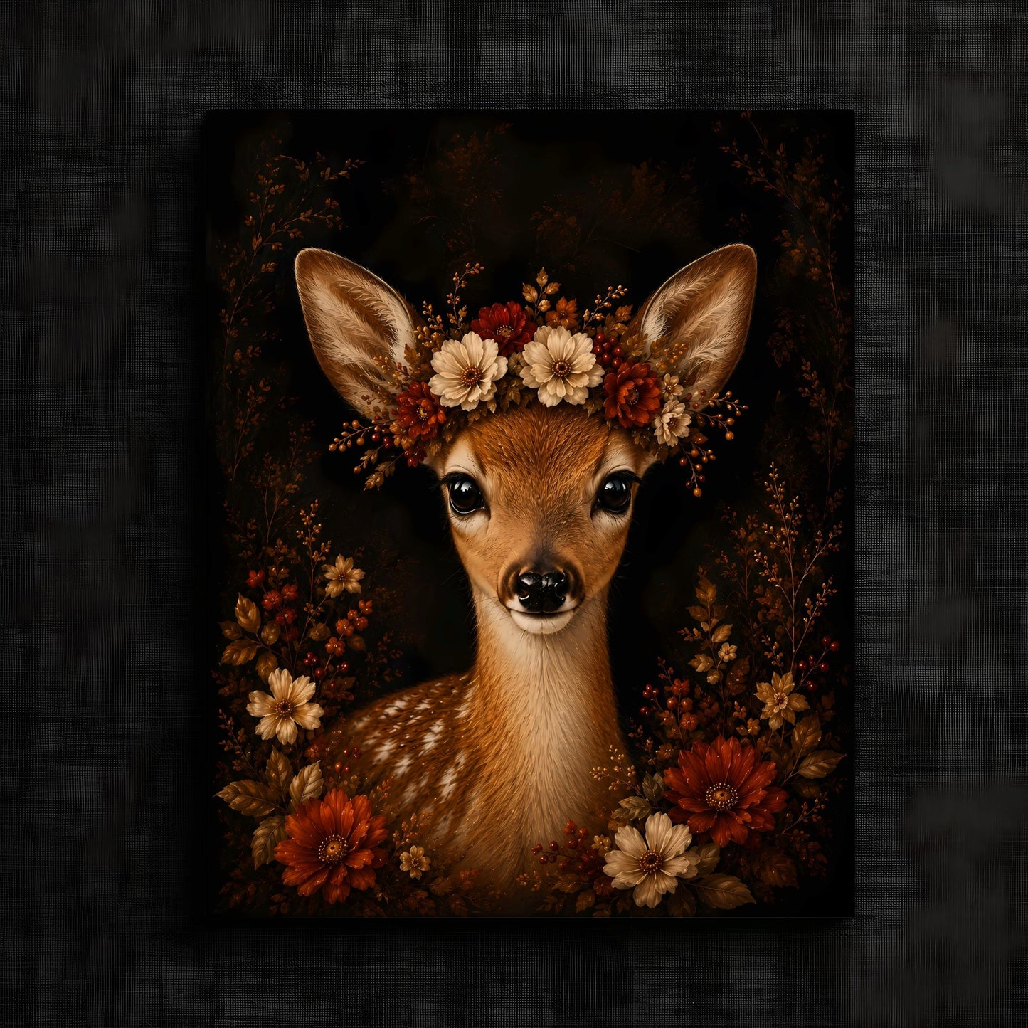 Delightful Fawn with Seasonal Flower Crown | Autumn Wall Art Print | Seasonal Refresh