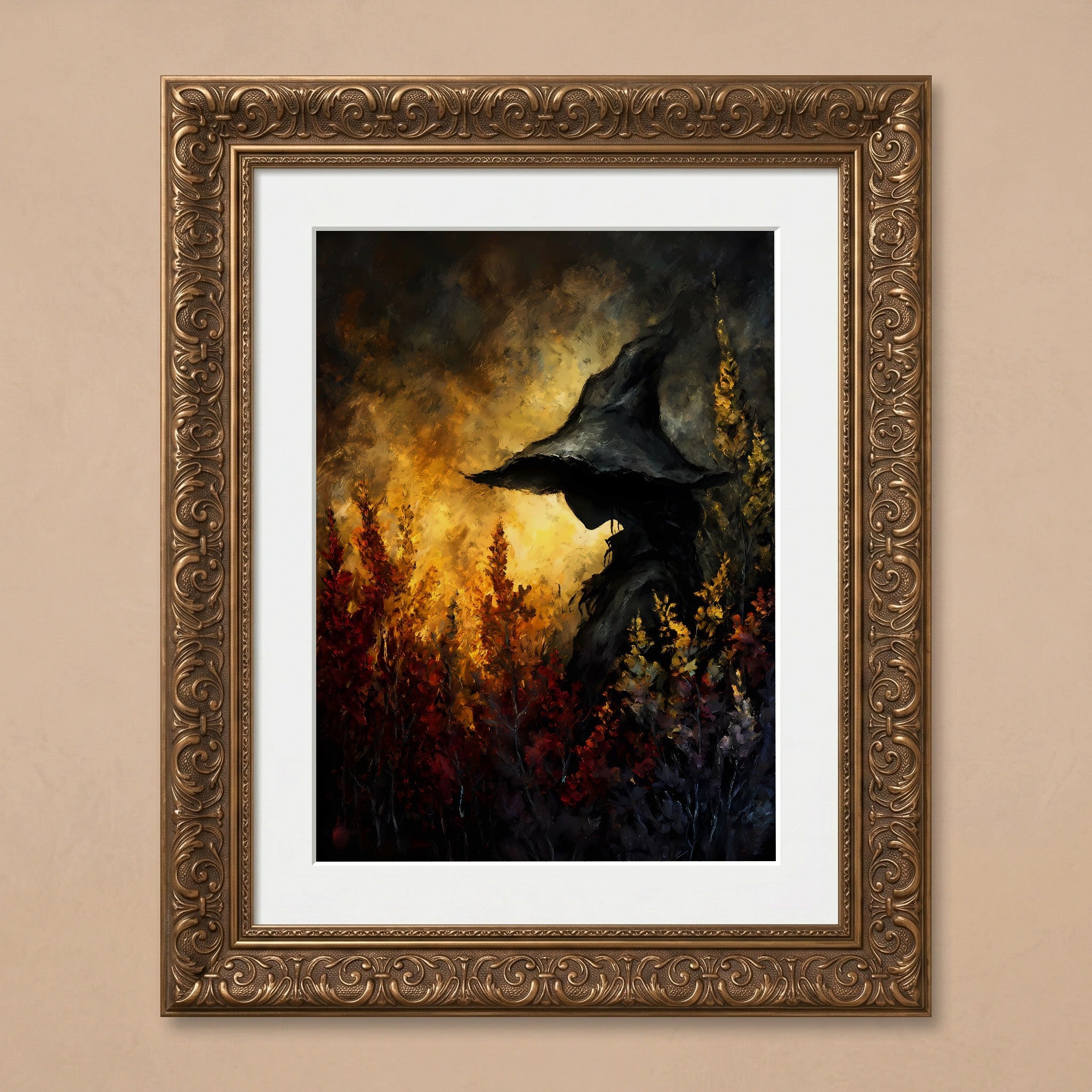 Enigmatic Witch in Fiery Foliage