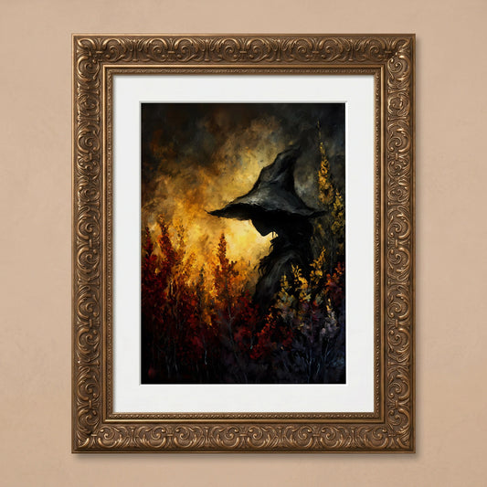 Enigmatic Witch in Fiery Foliage