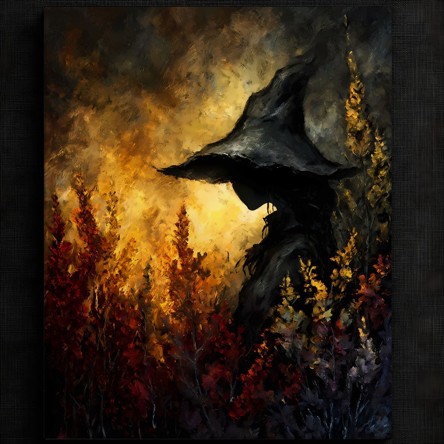 Enigmatic Witch in Fiery Foliage