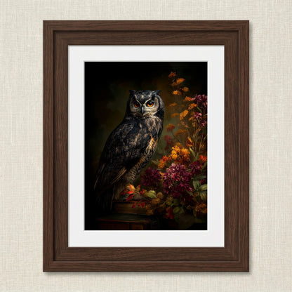 Majestic Owl With Autumn Foliage Print