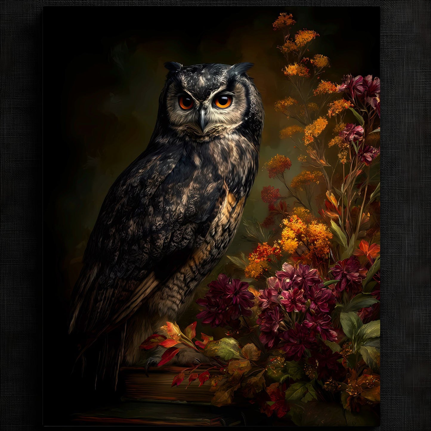 Majestic Owl With Autumn Foliage Print