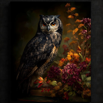 Majestic Owl With Autumn Foliage Print