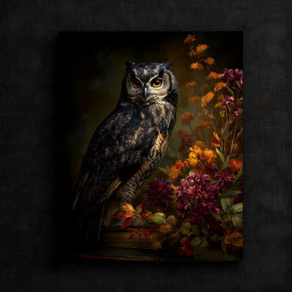 Majestic Owl With Autumn Foliage Print