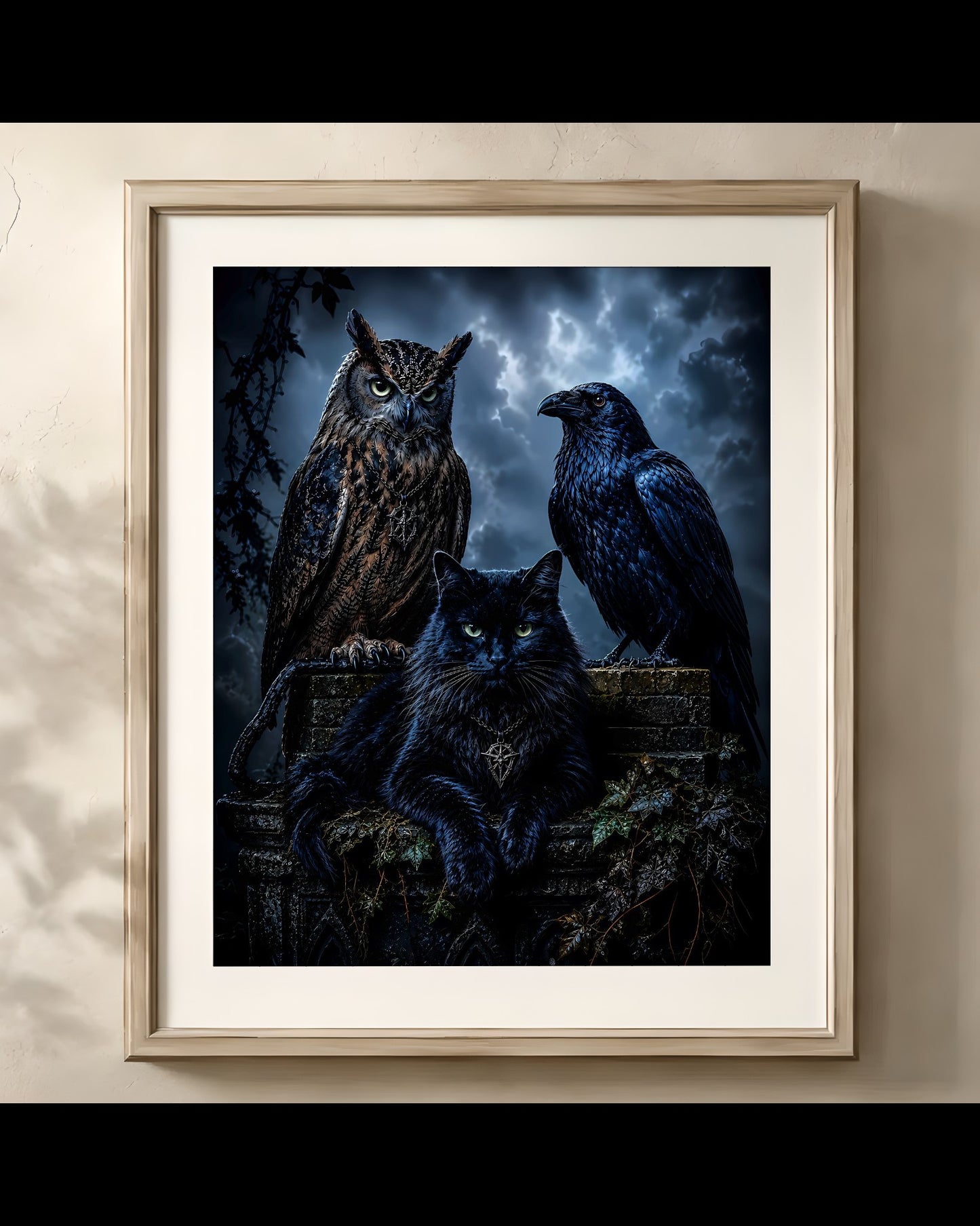 Mysterious Creatures Gathering Print | Halloween Wall Art Print | Seasonal Refresh