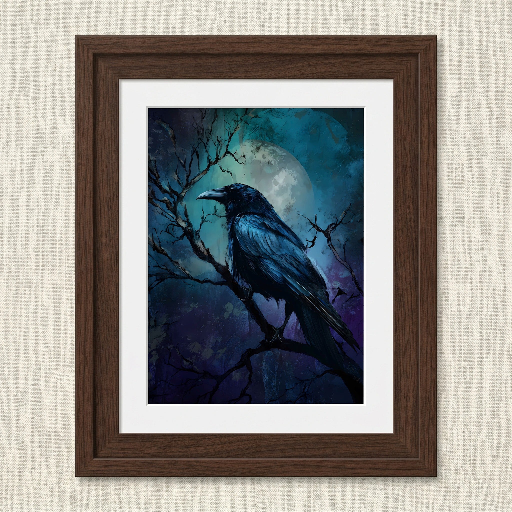 Mysterious Raven Under Moonlight Print