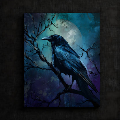 Mysterious Raven Under Moonlight Print