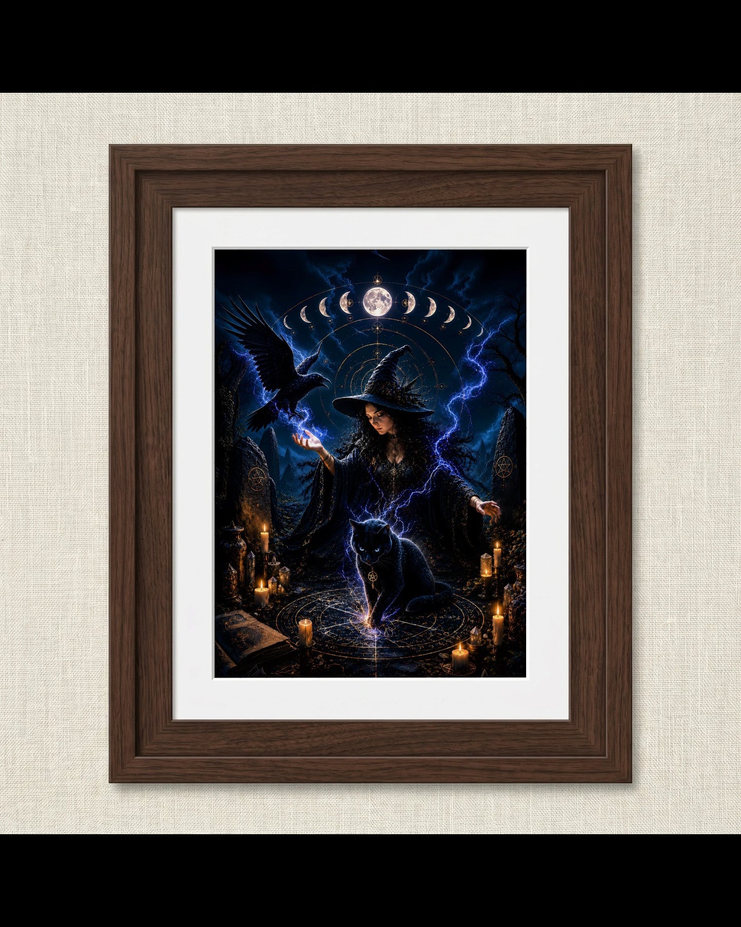 Mystical Witch Casting Spells Illustration | Halloween Wall Art Print | Seasonal Refresh
