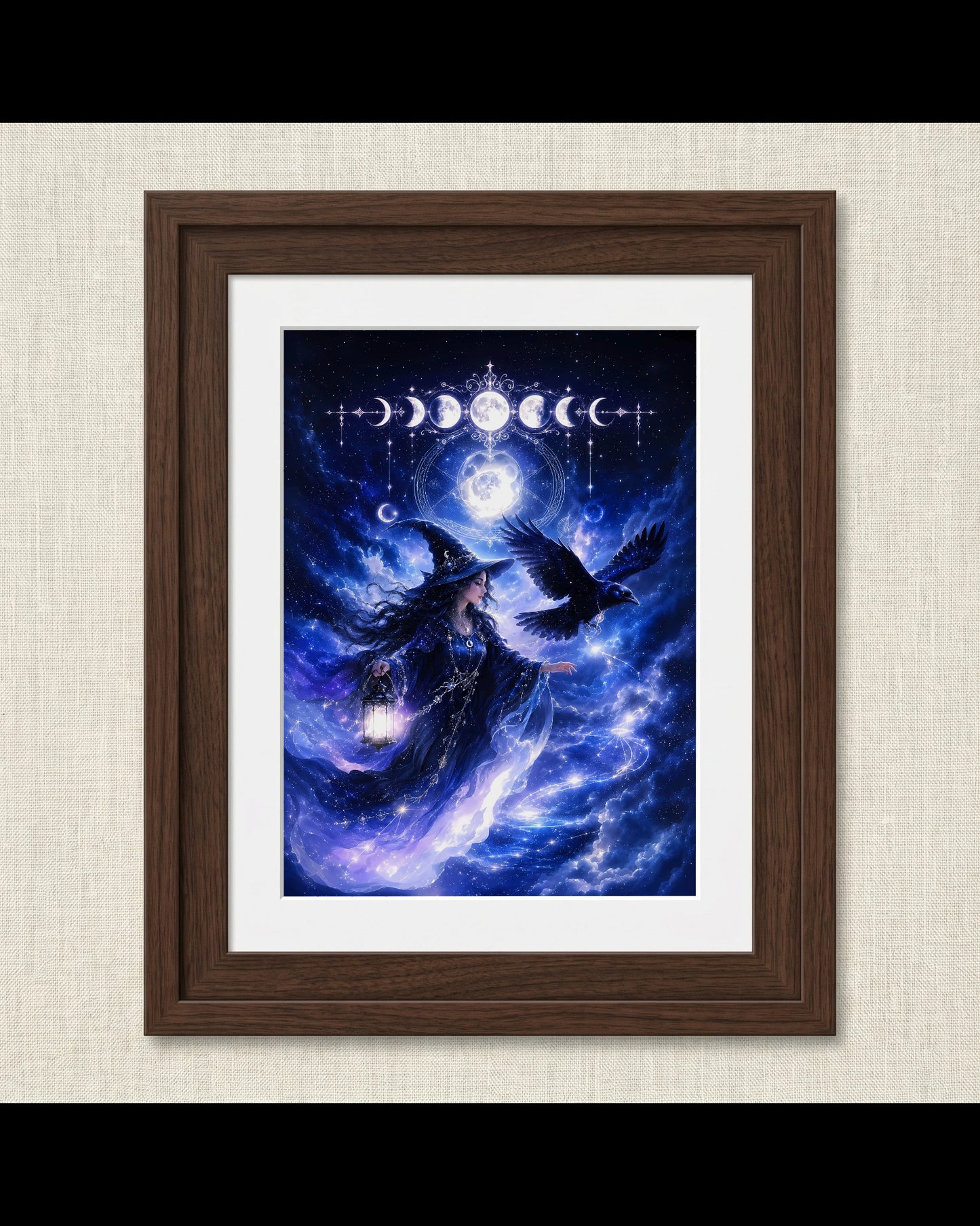 Mystical Witch in Starry Night Print | Halloween Wall Art Print | Seasonal Refresh
