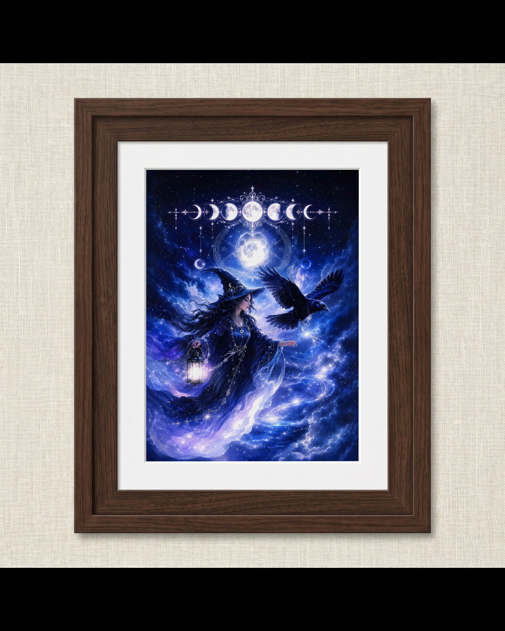 Mystical Witch in Starry Night Print | Halloween Wall Art Print | Seasonal Refresh