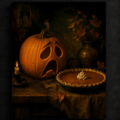 Playful Pumpkin and Pie Artwork
